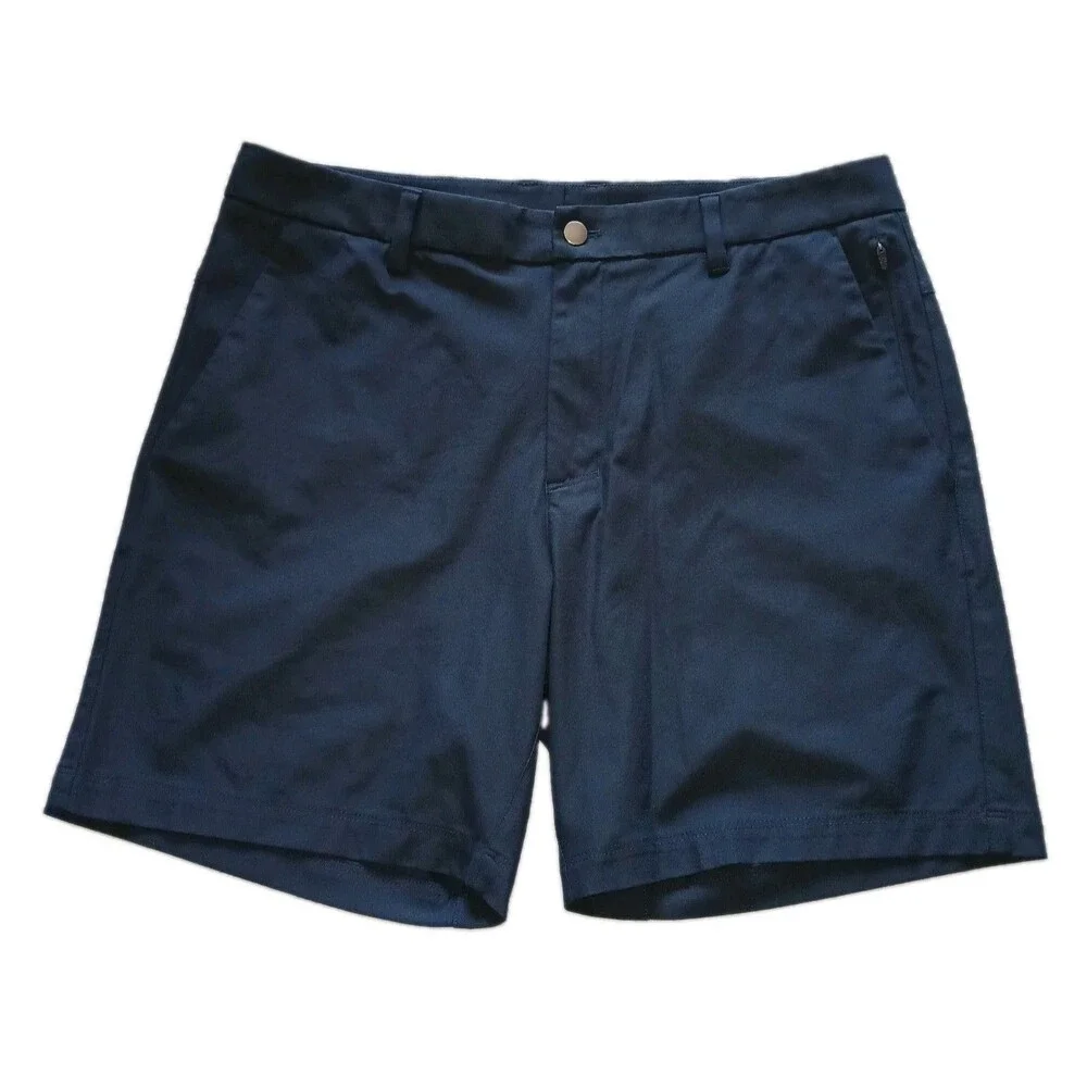 CRZ YOGA Womens L 34W  Minimalist Casual Career Zip Navy Blue Athletic Shorts